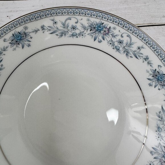 Noritake Fine China Blue Hill Soup Cereal Bowls Silver Trimmed Edge Lot of 2 - Picture 5 of 16